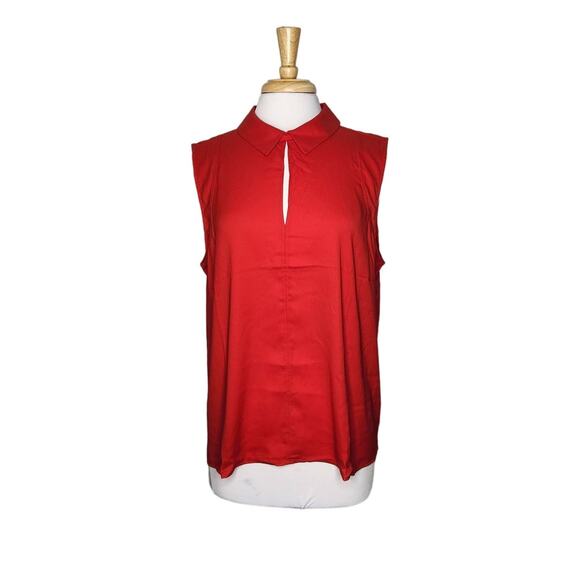 Ann Taylor Collared Sleeveless Blouse in Red Size XL NWT - Picture 1 of 9
